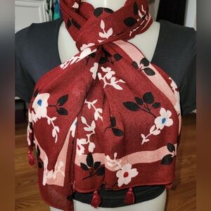 NEW NWOT Kate Spade Burgundy Floral Scarf